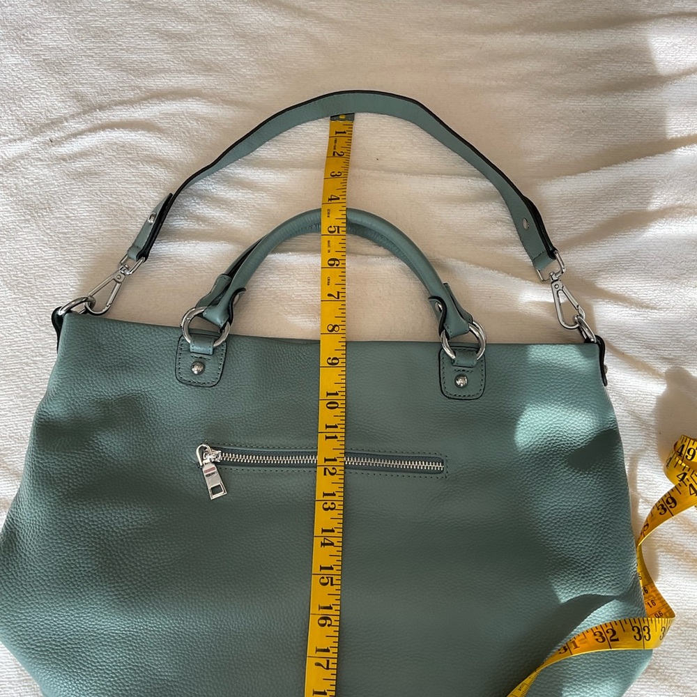 Chic Teal Leather Shoulder Bag - Picture 2 of 8
